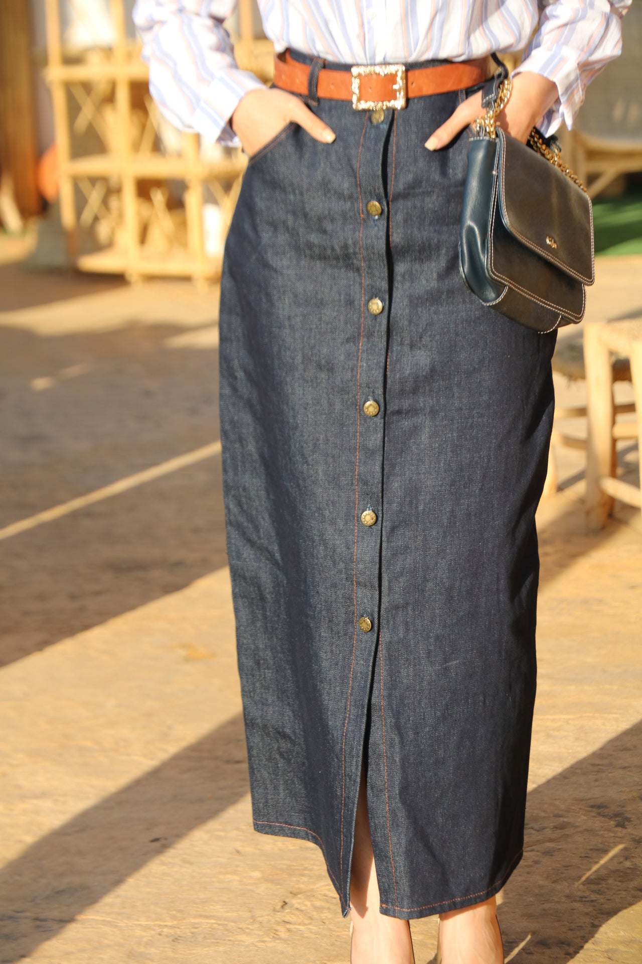 Jupe Longue en Jean Brute Boutonnée